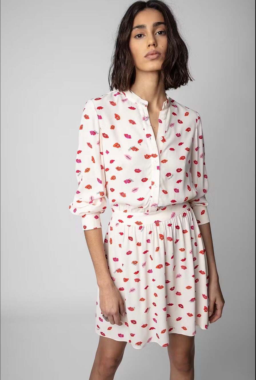 Zadig & Voltaire Refla Lip Print Crepe Dress